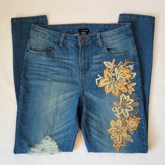 Fire Los Angeles Hi Rise Embroidered Skinny Jeans Size 7 - Picture 5 of 11